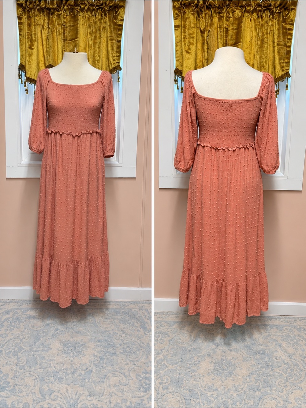 Love Coral Maxi Dress with Square Neck